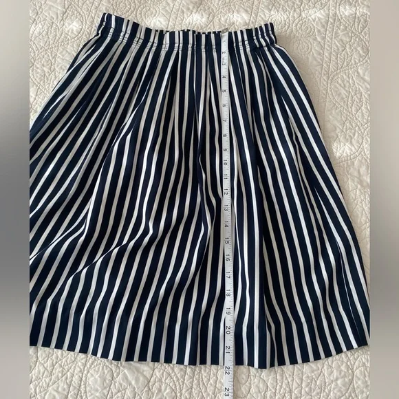 Women’s J Crew Striped Pleated Midi Skirt - Sz 0 - Picture 10 of 11